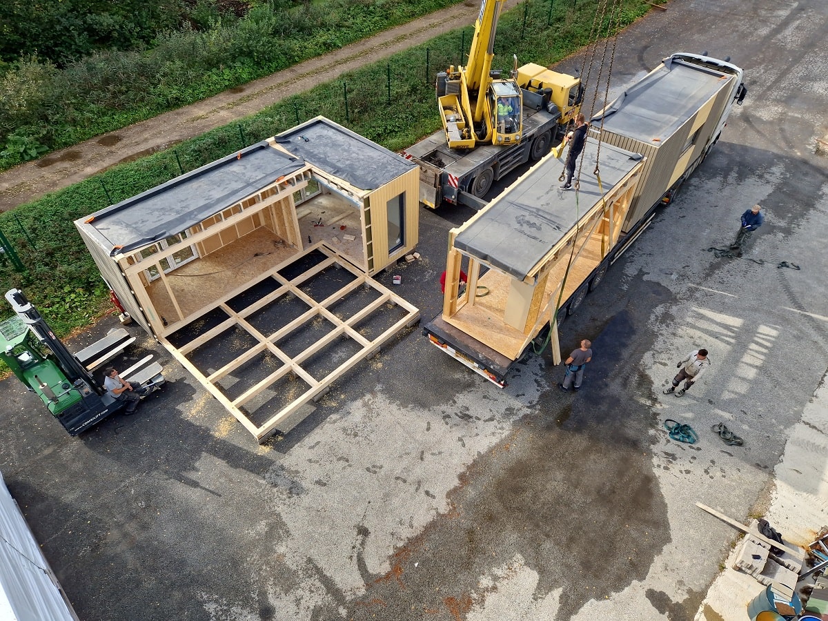 Casas Modulares Assembly view from drohne