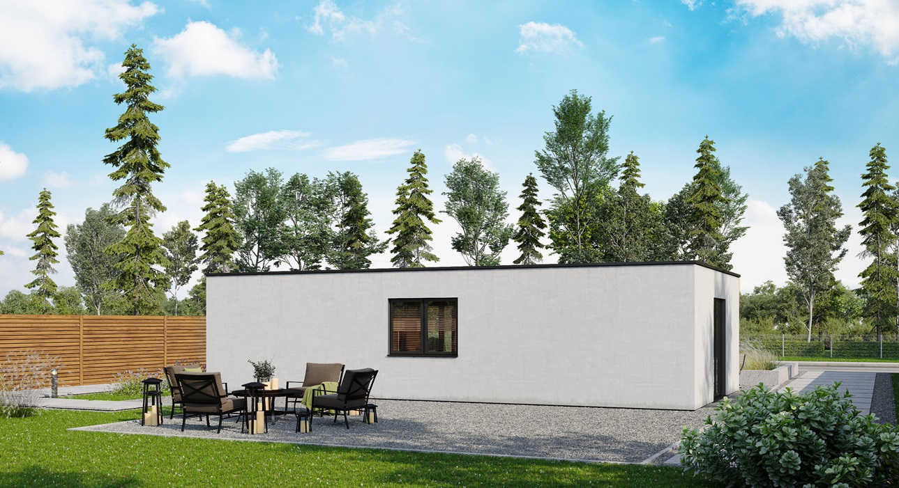 Vivienda modular que respeta el medio ambiente y está construida con materiales sostenibles.